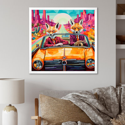 Art mural, renard aventureux au volant II