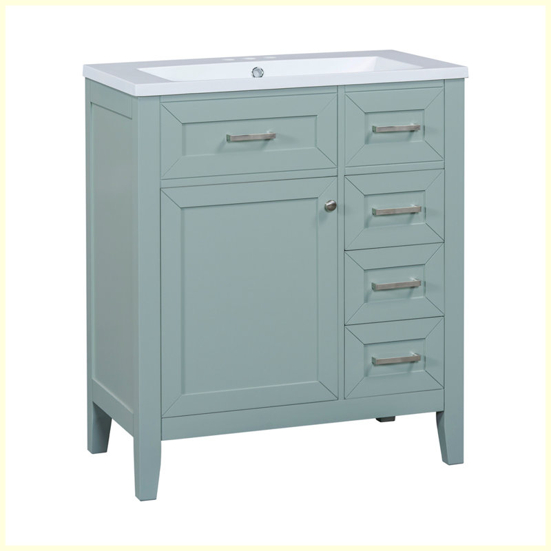 Modern Bathroom Vanity with Sink Combo and Drawers, Green