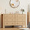 Commode 6 tiroirs avec boutons en métal, grande commode en bois de 50 po de largeur pour le salon de la chambre à coucher