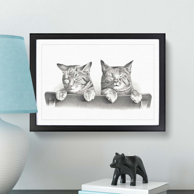 Cats by Thomas Hunter - Picture Frame Graphic Art Print, 48cm H x 65cm W x 2cm D, Black Framed