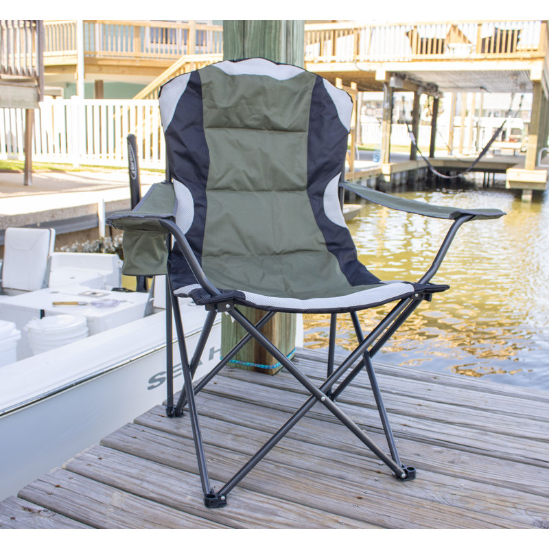Chaise de camping pliante avec coussin , Vert, Silver