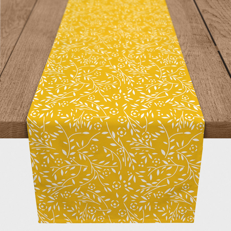 Chemin de table Maribeth, 90 po x 16 po, Jaune, Floral