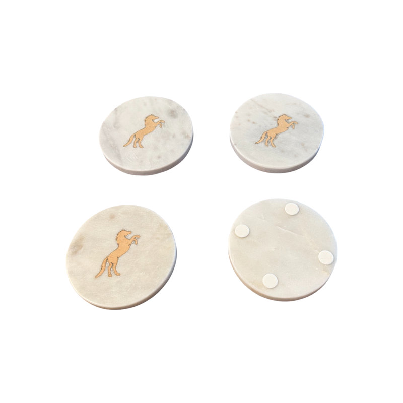 Ensemble de 4 sous-verres en marbre Stallion - blanc