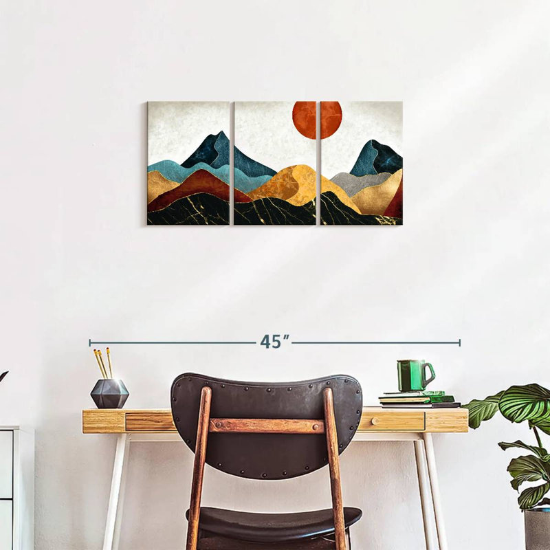 Ensemble de 3 montagnes montagneuses sur toile, H 15 po x l 32 po x P 1,25 po