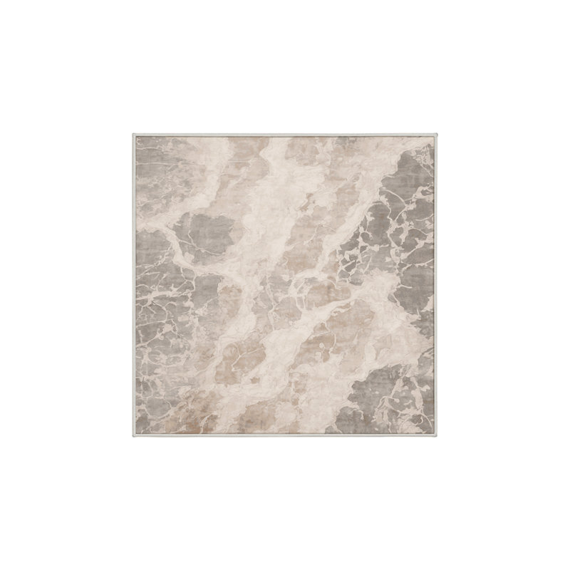 Machine Washable Beige Area Rug, Square 7'