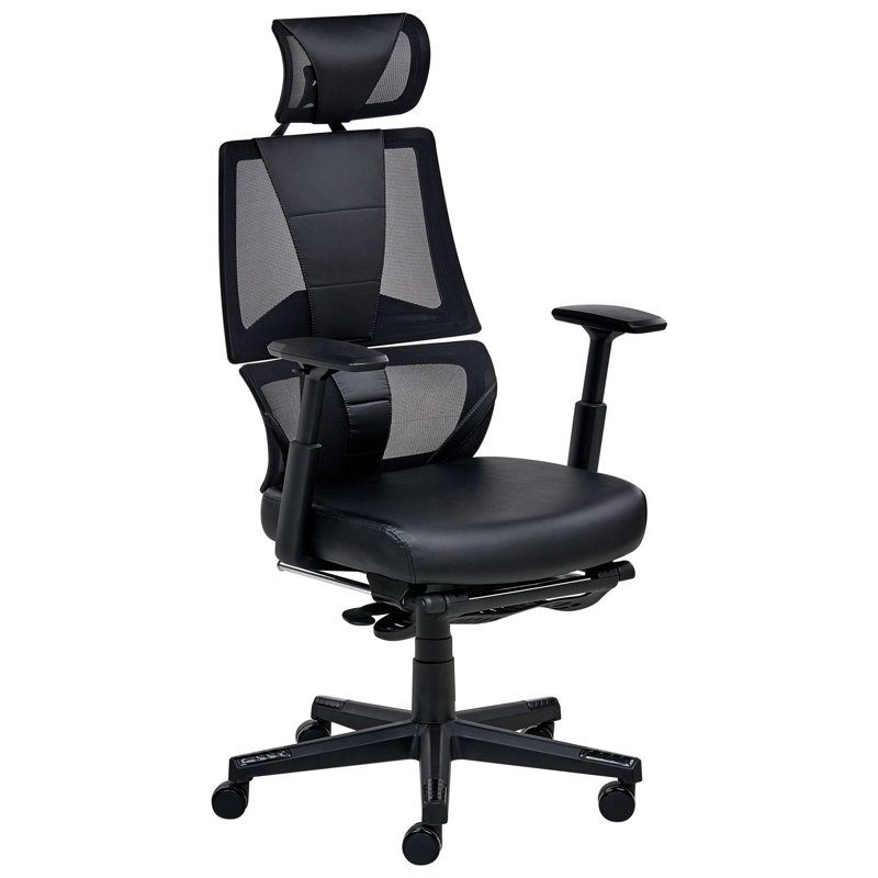 Office Chair Swivel Faux Leather Black