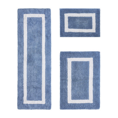 Ensemble de tapis de salle de bain réversible 100% coton ultra doux 3 pièces Atle