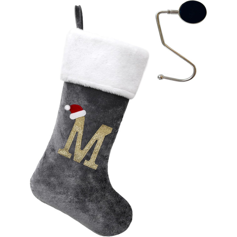 Bas de Noël monogrammés de 20 pouces avec lettres, bas de Noël super doux, bas de grand monogramme, bas de lettre rouge pour les Fêtes de Noël, cadeau de Noël…