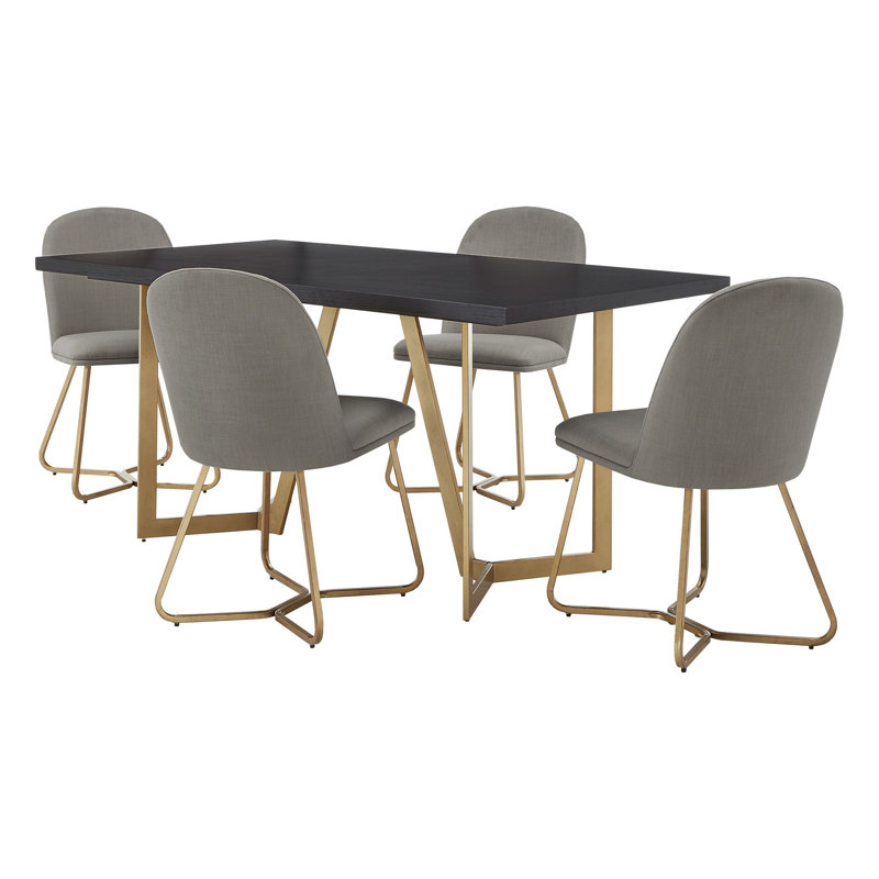 Ainhoa 4 - Person Double Pedestal Dining Set, Flint Gray