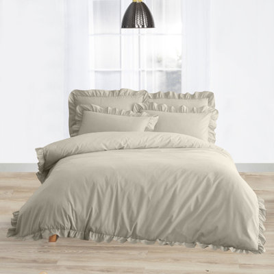 Delara Organic Cotton Cover with 2 Shams, Ruffled Set - 3 Piece 