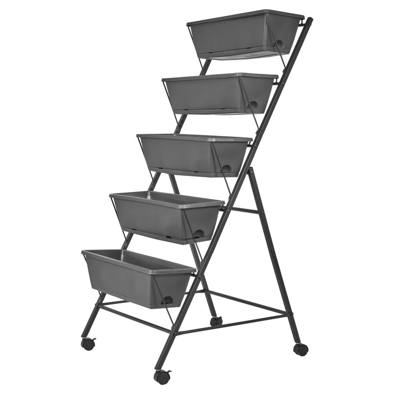 5-Tier Raised Garden Bed 47FT Vertical Elevated Planter Box with Drainage Holes Removable Tray