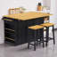 Ensemble d'îlot de cuisine 53 pièces 3 pièces avec 2 tabourets de bar, abattant, 3 prises de courant et 2 ports USB, supports de porte internes, 5 tablettes latérales-745018553