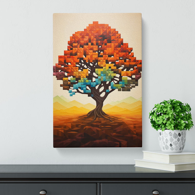 Oak Tree Geometric Art - Wrapped Canvas, 50cm H x 35cm W x 3cm D