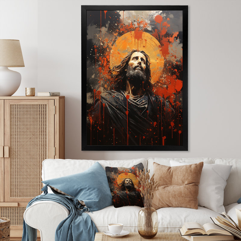 «Christianism Jesus Rosegold Circles», H 20 po x l 12 po x P 1 po, Cadre simple noir