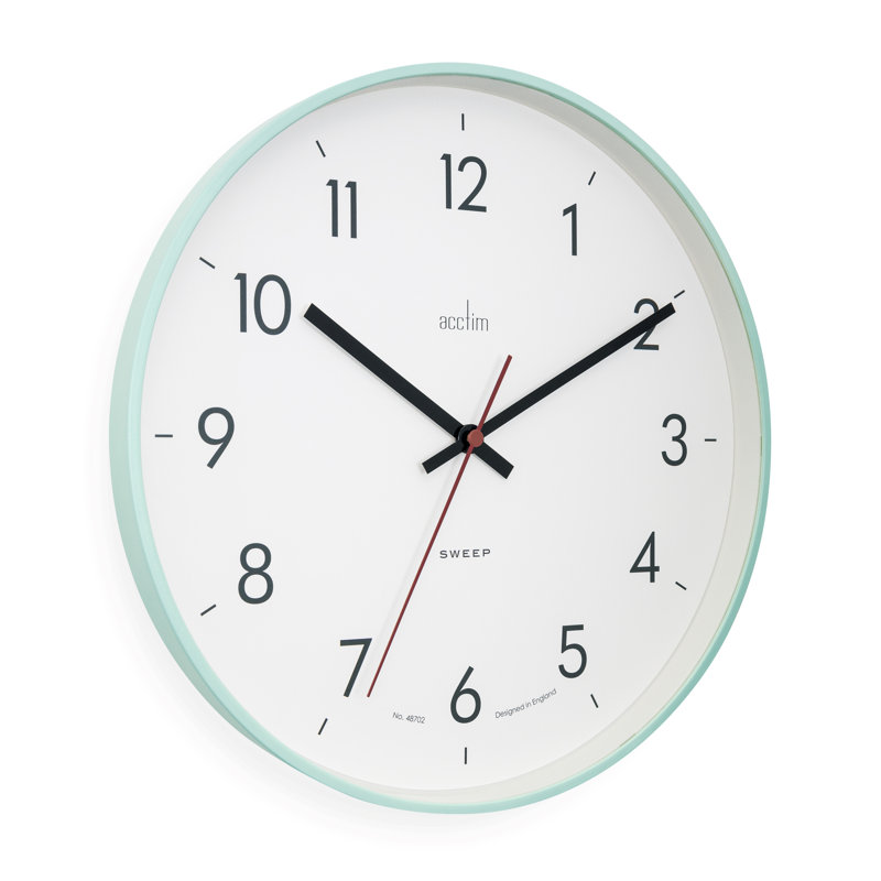Acctim Non-Ticking Sweep Sleek Wall Clock, Mint Humbug