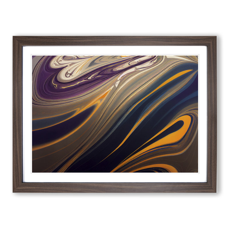 Abstract Marbling Art Vol.6 - Framed Print, 25cm H x 34cm W x 2cm D, Walnut