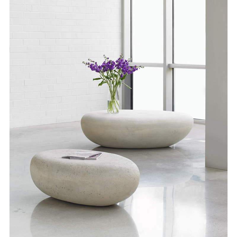 River Stone Solid Coffee Table, 16" H x 54" L x 34" W, Roman Stone