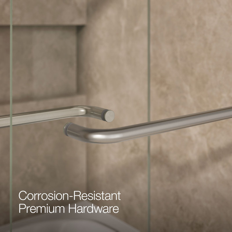 Levity 59.63" x 62" Bypass Bath Door with CleanCoat® Technology, Matte Nickel, Clear