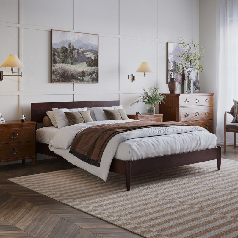 Amandaleigh Solid Wood Panel Bed, Espresso, Queen