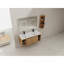 Meuble-lavabo mural 48 po avec double lavabo et support de rangement, portes à fermeture en douceur