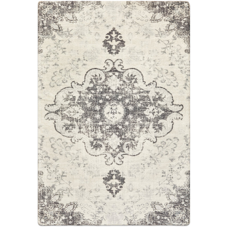 Juanelle Performance Washable Indoor Rug, Retangle 6' x 9', Turquoise & Pink