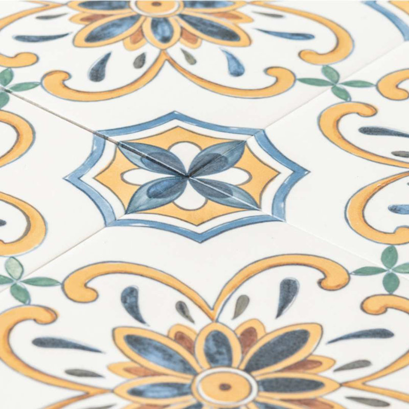 Monastery 8" x 8" Patterned Italian Porcelain Floor and Wall Tile, Vietri