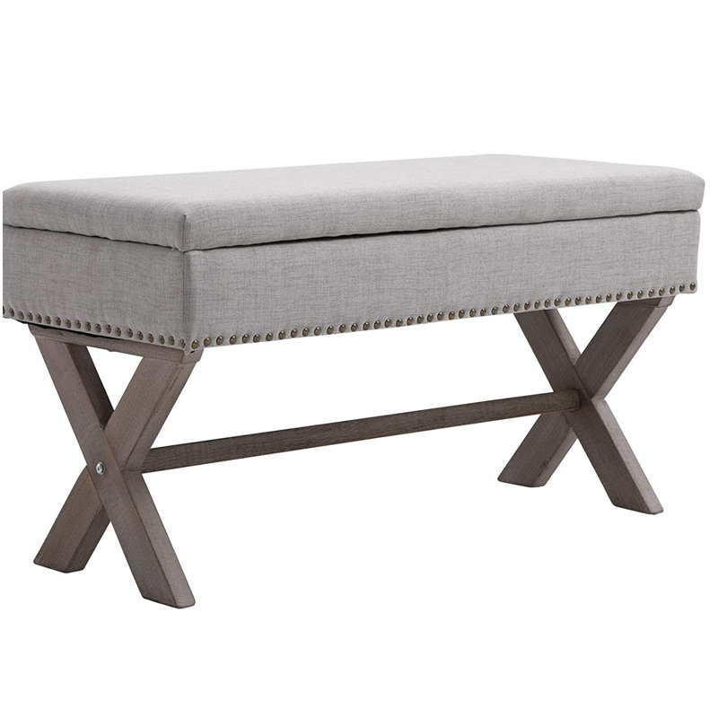 Corringham Polyester Upholstered Storage Bench, Grey