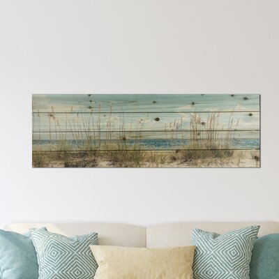 "Beach Sand Dunes Long" Photograph Print on Planked Wood Wall Art