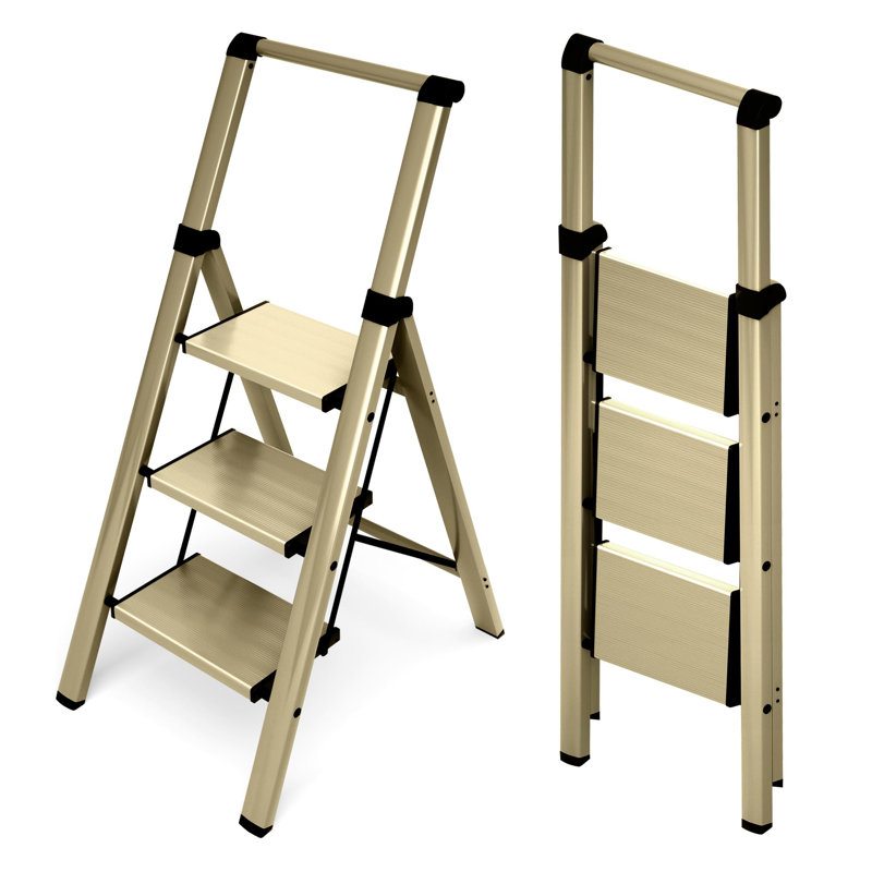 Escabeau en aluminium pliable, Doré