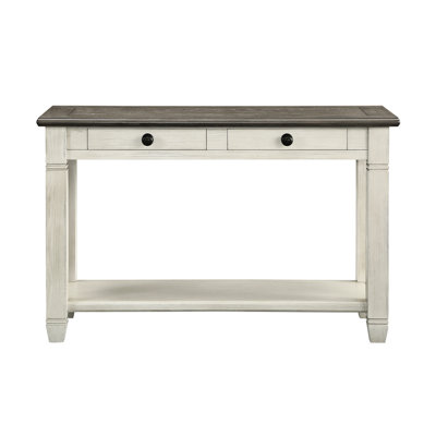Table rectangulaire avec finition blanc antique et options de rangement