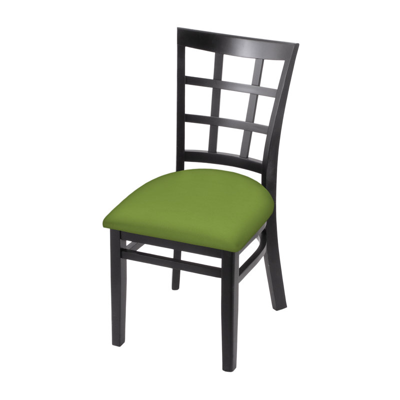 Hampton 18'' H Upholstered Beech Side Chair, Black, Canter Kiwi Green
