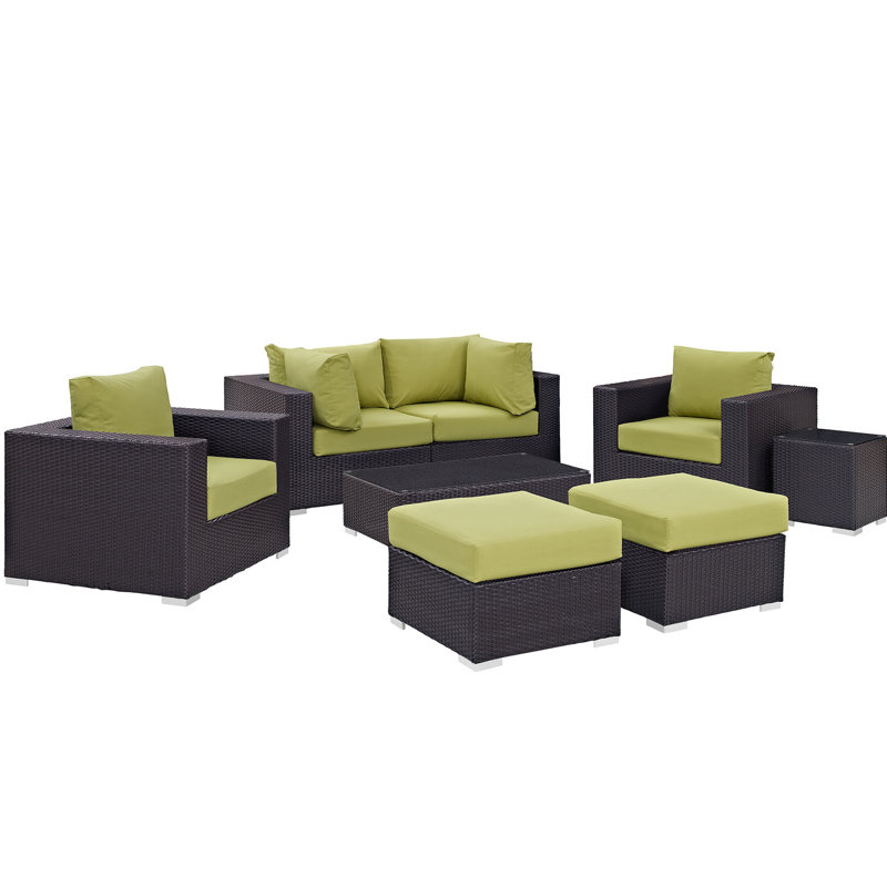Convene Collection 8-Piece Outdoor Patio Sectional Set, Espresso Peridot