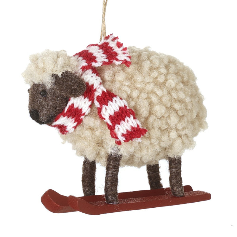 Hanging Sheep on Skiis Decoration