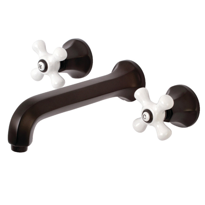 Kingston Brass Metropolitan Two-Handle 3-Hole Wall Mount Bathroom Faucet, Oil Rubbed Bronze
