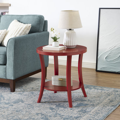 Perth Round Wood End Table with Open Storage Shelf