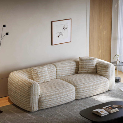 110.24"White Solid wood Cotton-Linen sofa