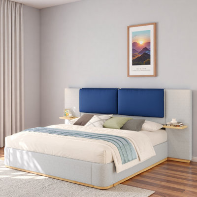 Upholstered Platform Bed With Shelves
