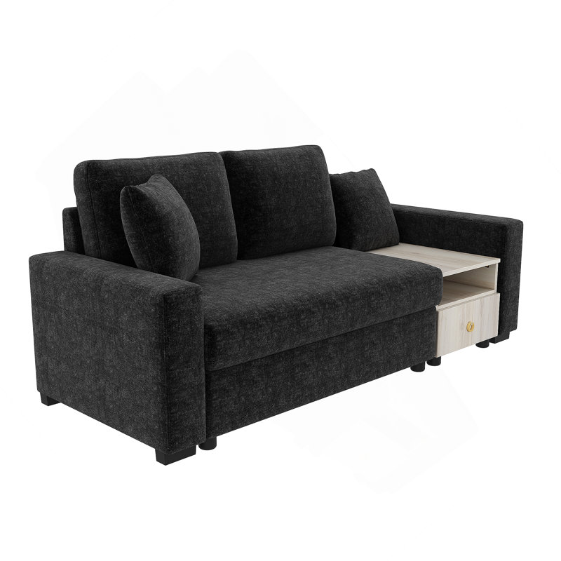 Canapé modulaire rembourré 79,3 po avec accoudoirs de rangement et console centrale pour le salon, Black