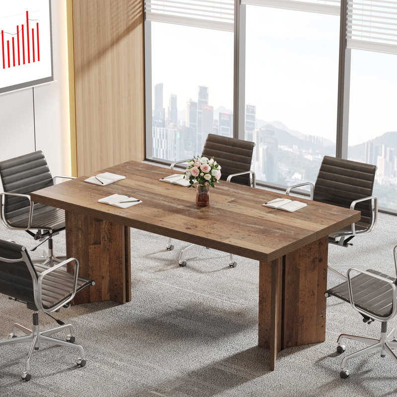 160cm Rectangle Conference Table, Distressed Brown