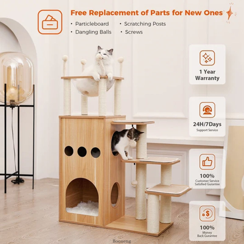 Arbre à chat de luxe très haut en bois 51 "Road