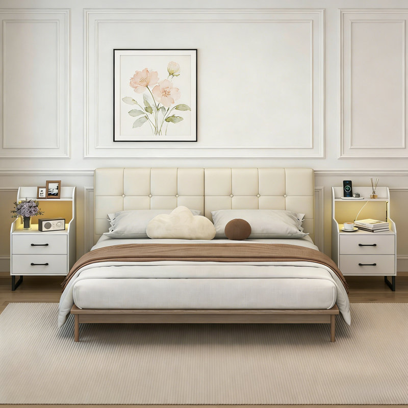 45cm W Metal Bedside Table