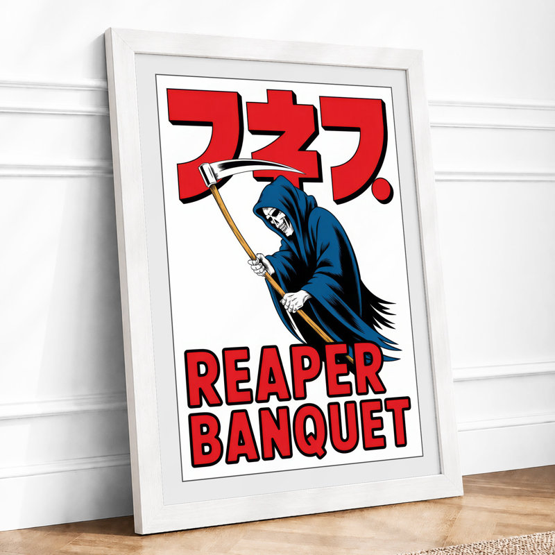 Reaper Banquet Retro - Framed Print, A2 - 59.4 x 42.0 cm, White