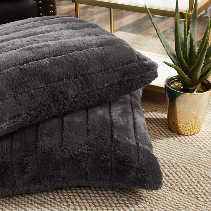 Supermink Square Euro Pillow Cover, Charcoal