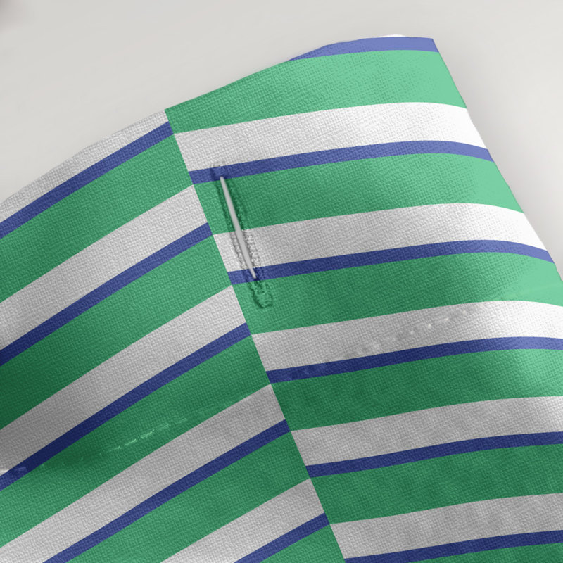 Rideau de douche simple à rayures rompues, Vert / bleu marine