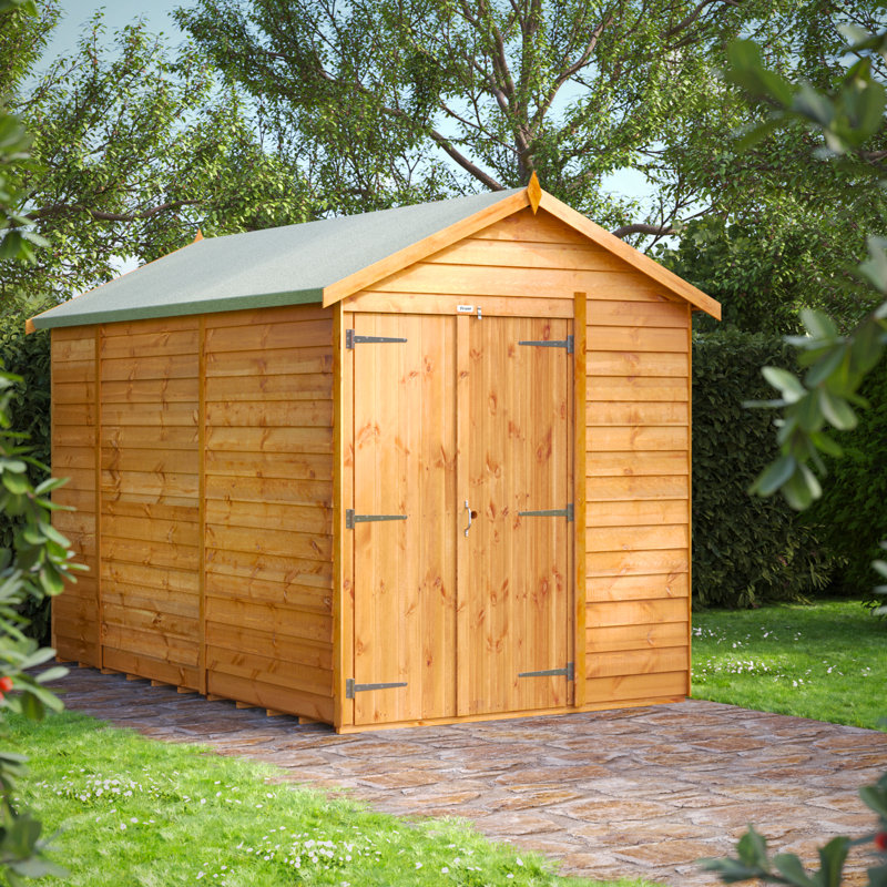 Powersheds 10 x 6ft Timber Overlap Windowless Apex Garden Shed, Double Doors