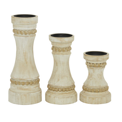 11.85'' H Wood Tabletop Candlestick