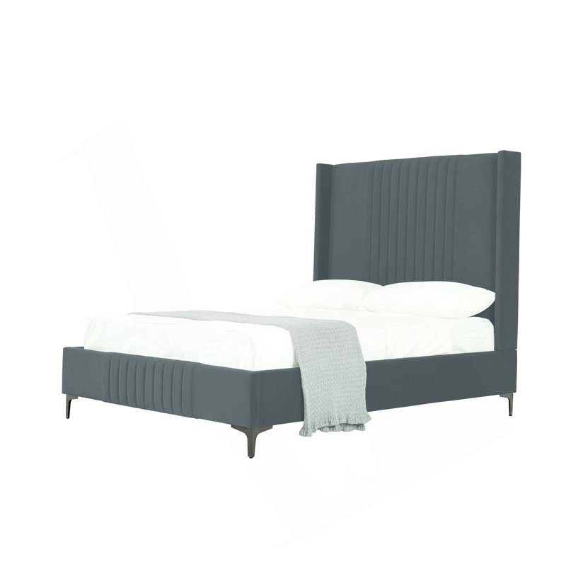 Lit tapissier Promenade, Gris, Double