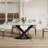 71'' Luxurious Modern Dining Table for 6 People, Dining Table Sintered Stone Tabletop with Black Carbon Steel Base Pre-Assembly-1276693599