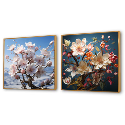 Gentle Magnolia Song - Ensemble de 2 collages carrés Magnolias