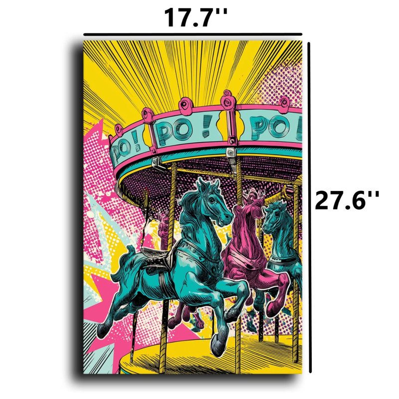 Carousel Horses Pop Art, H 27,6 po x l 17,7 po